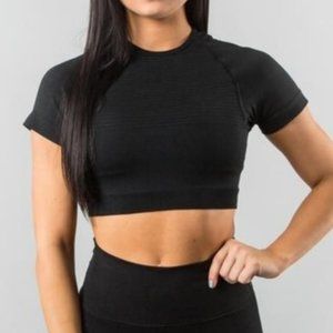 Alphalete Black Revival Short Sleeve Crop NWT